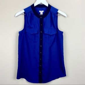 J crew sleeveless button down blouse pockets